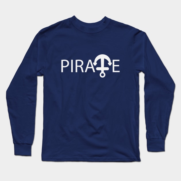 Pirate one word artistic design Long Sleeve T-Shirt by DinaShalash